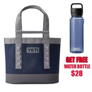 YETI Camino 35 Carryall Tote Bag with Navy Style and free Water Bottle gift